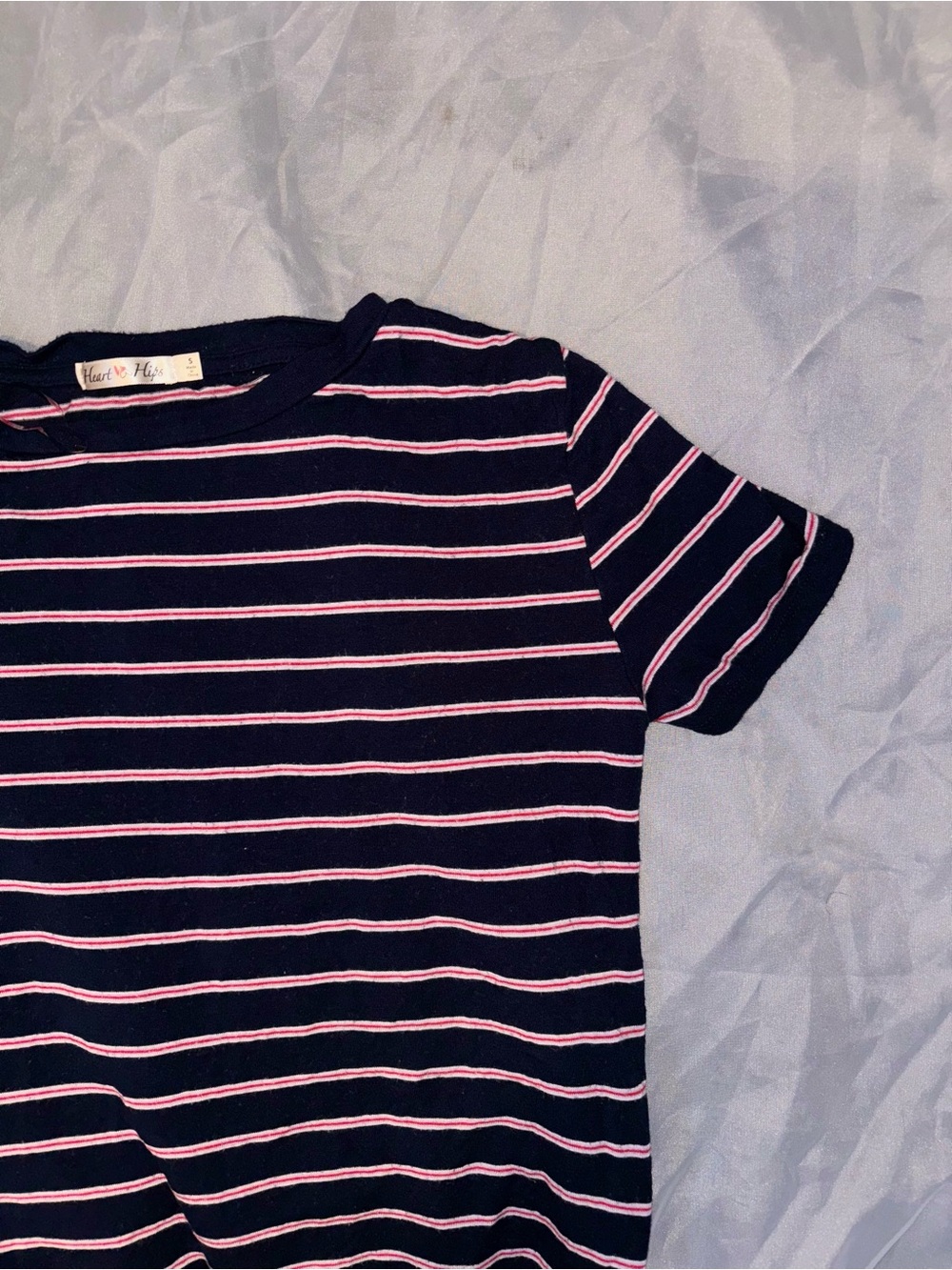 Navy and red Striped Tee
